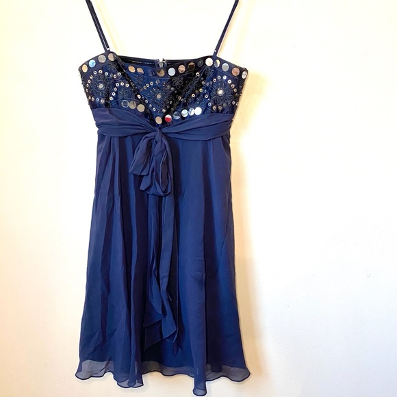 BCBG navy dress with silver details - Picture 1 of 4
